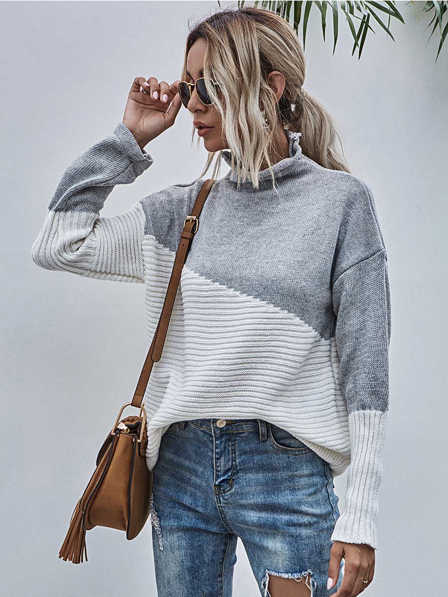 Veleaee Color Clash Pullover Sweater