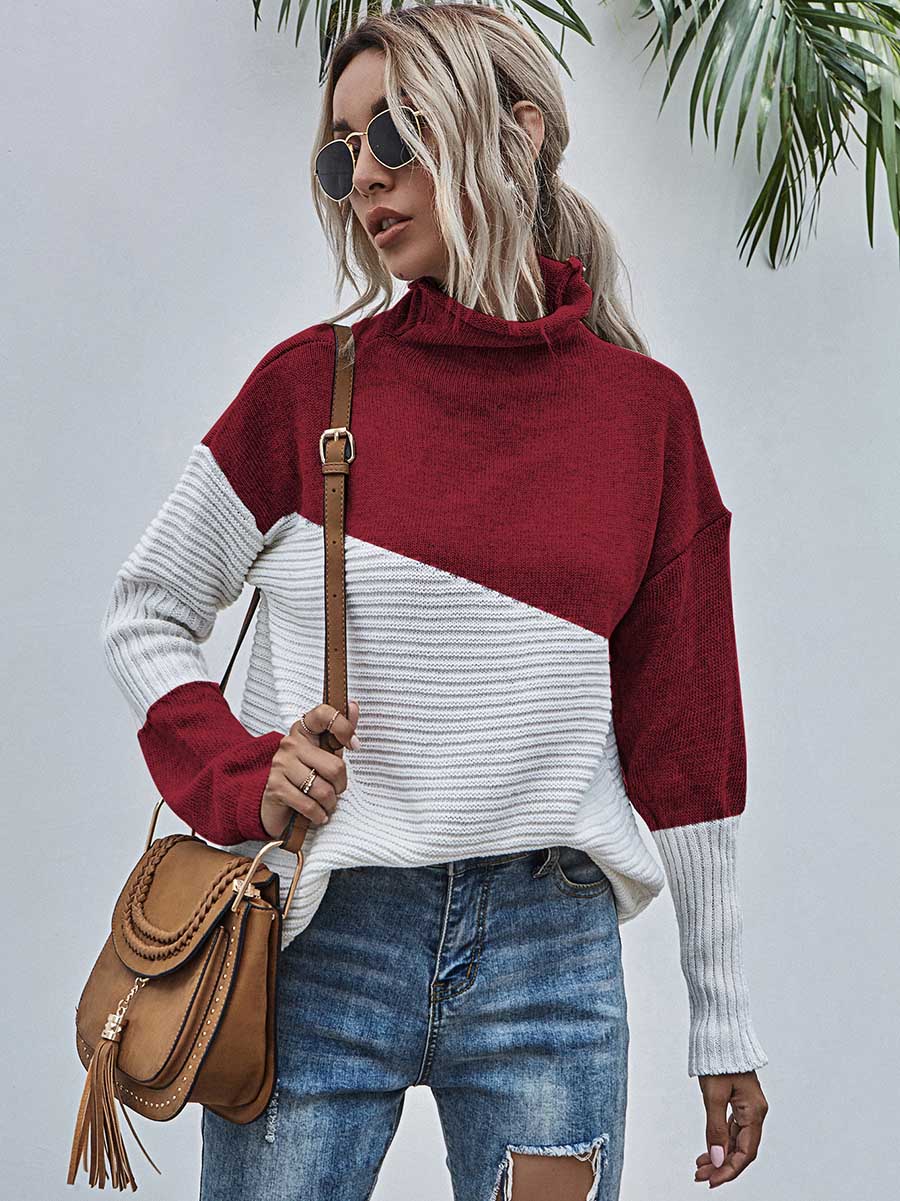 Veleaee Color Clash Pullover Sweater