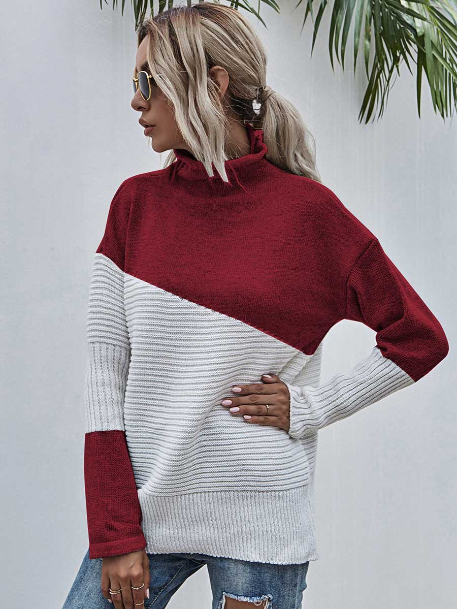 Veleaee Color Clash Pullover Sweater