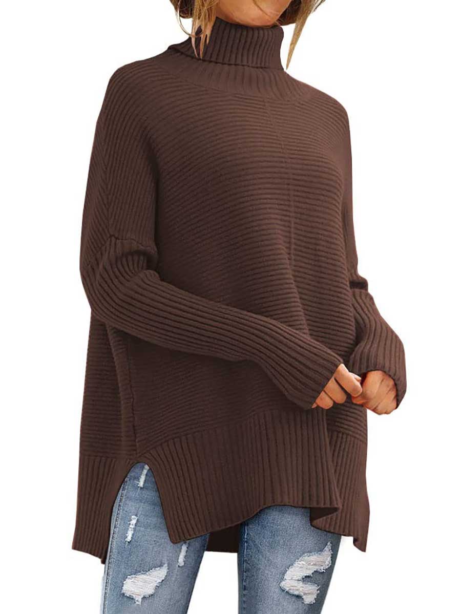 Veleaee High Neck Batwing Knit Sweater