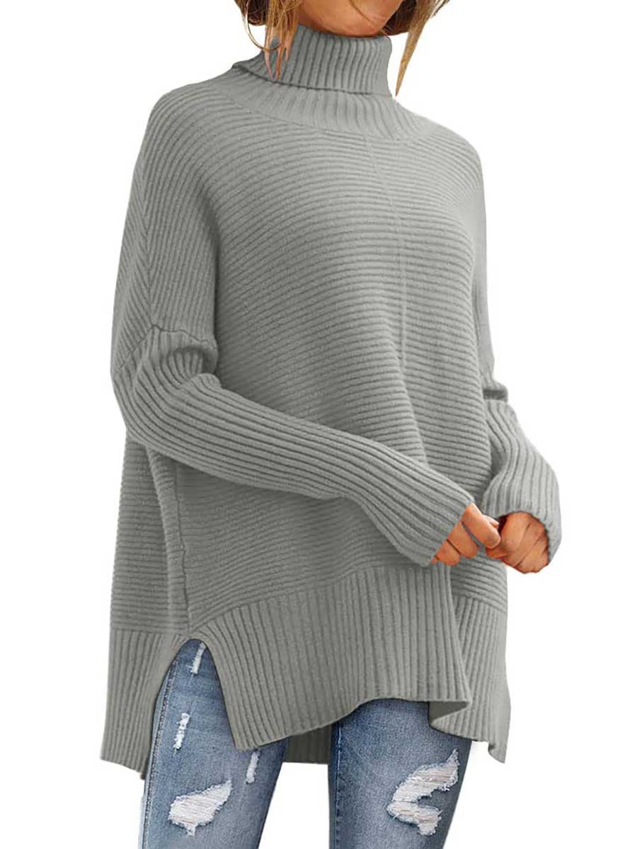Veleaee High Neck Batwing Knit Sweater