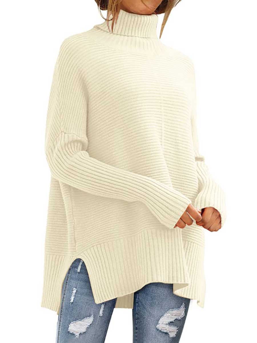 Veleaee High Neck Batwing Knit Sweater