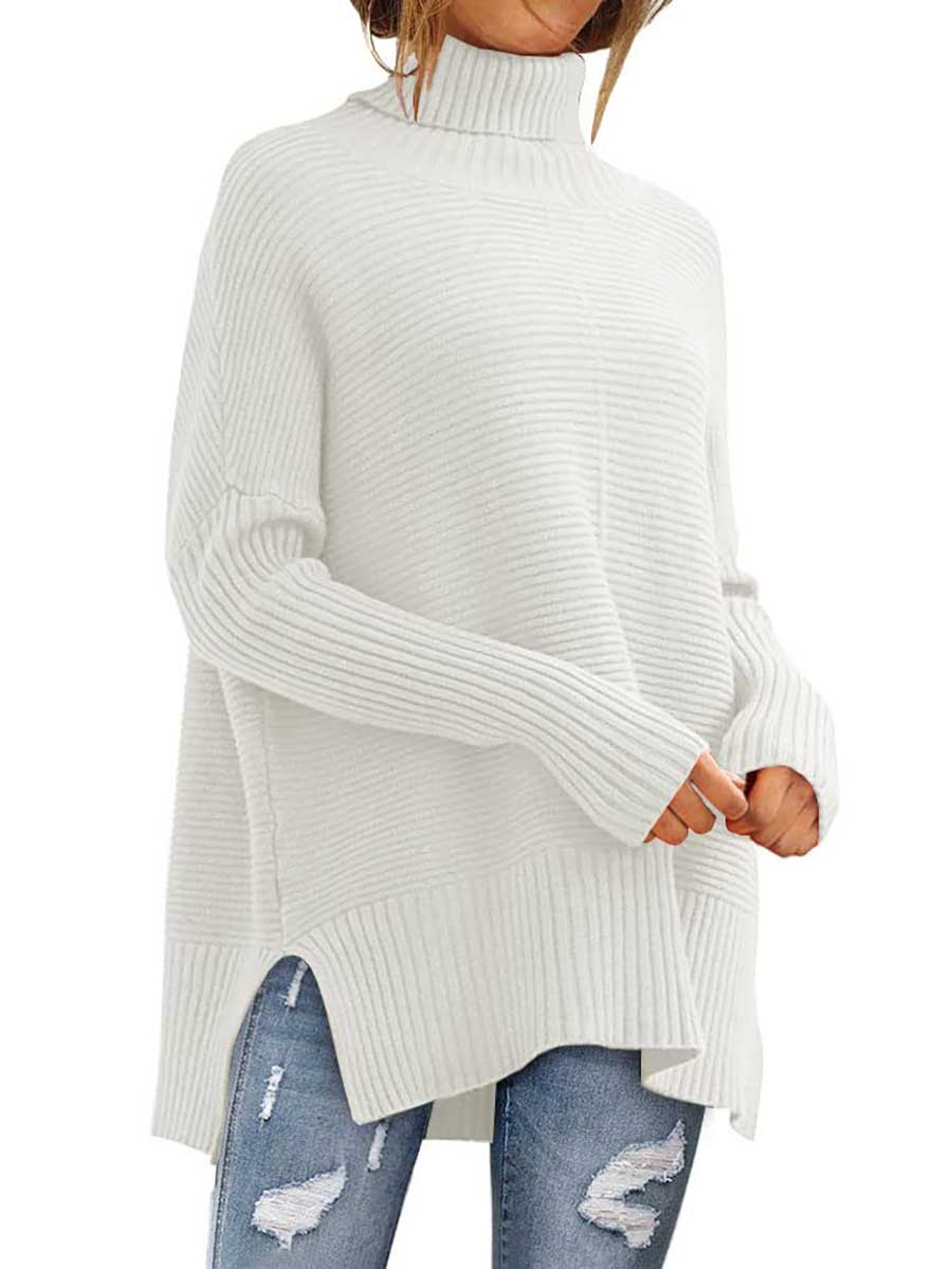 Veleaee High Neck Batwing Knit Sweater