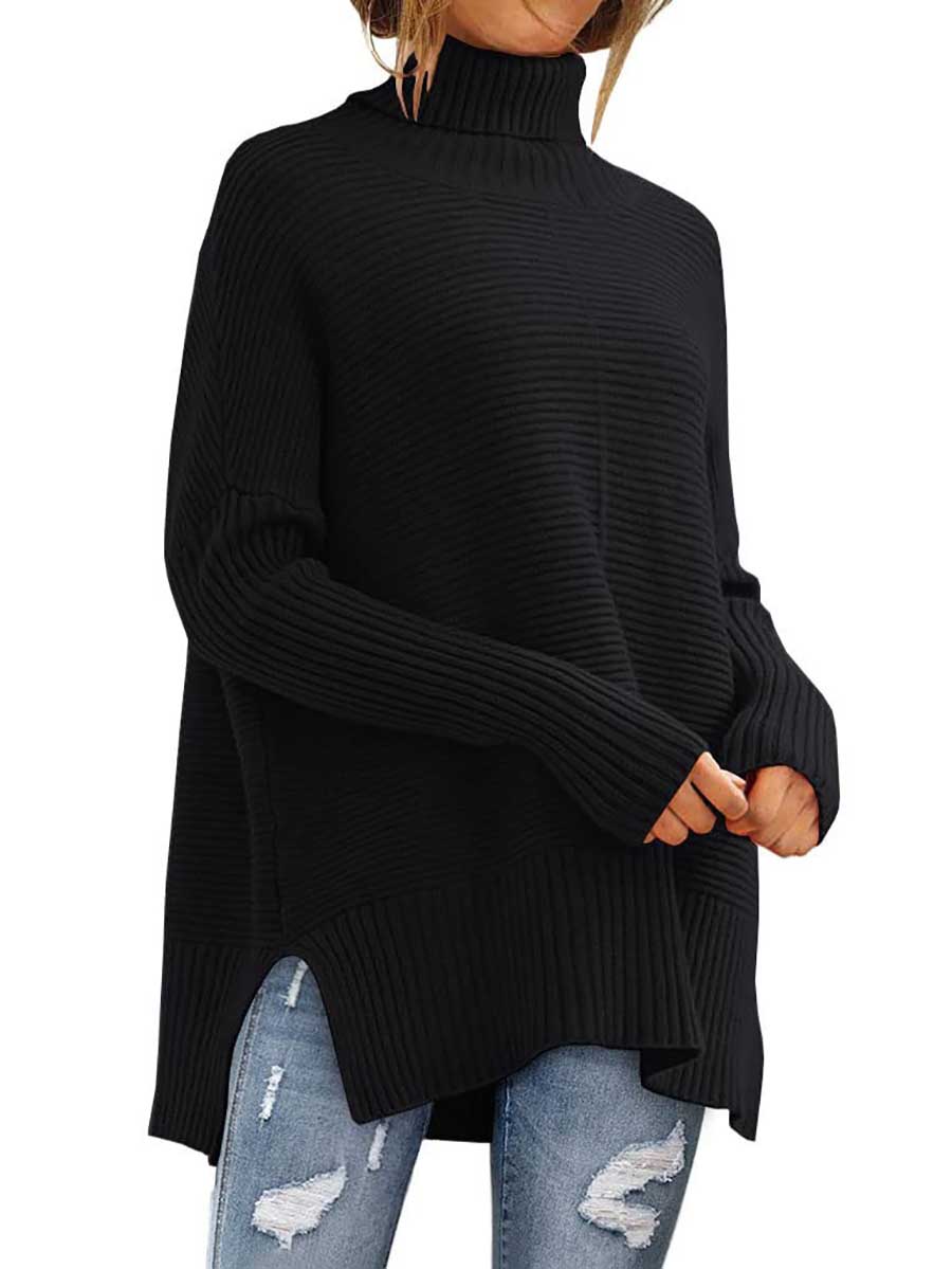 Veleaee High Neck Batwing Knit Sweater