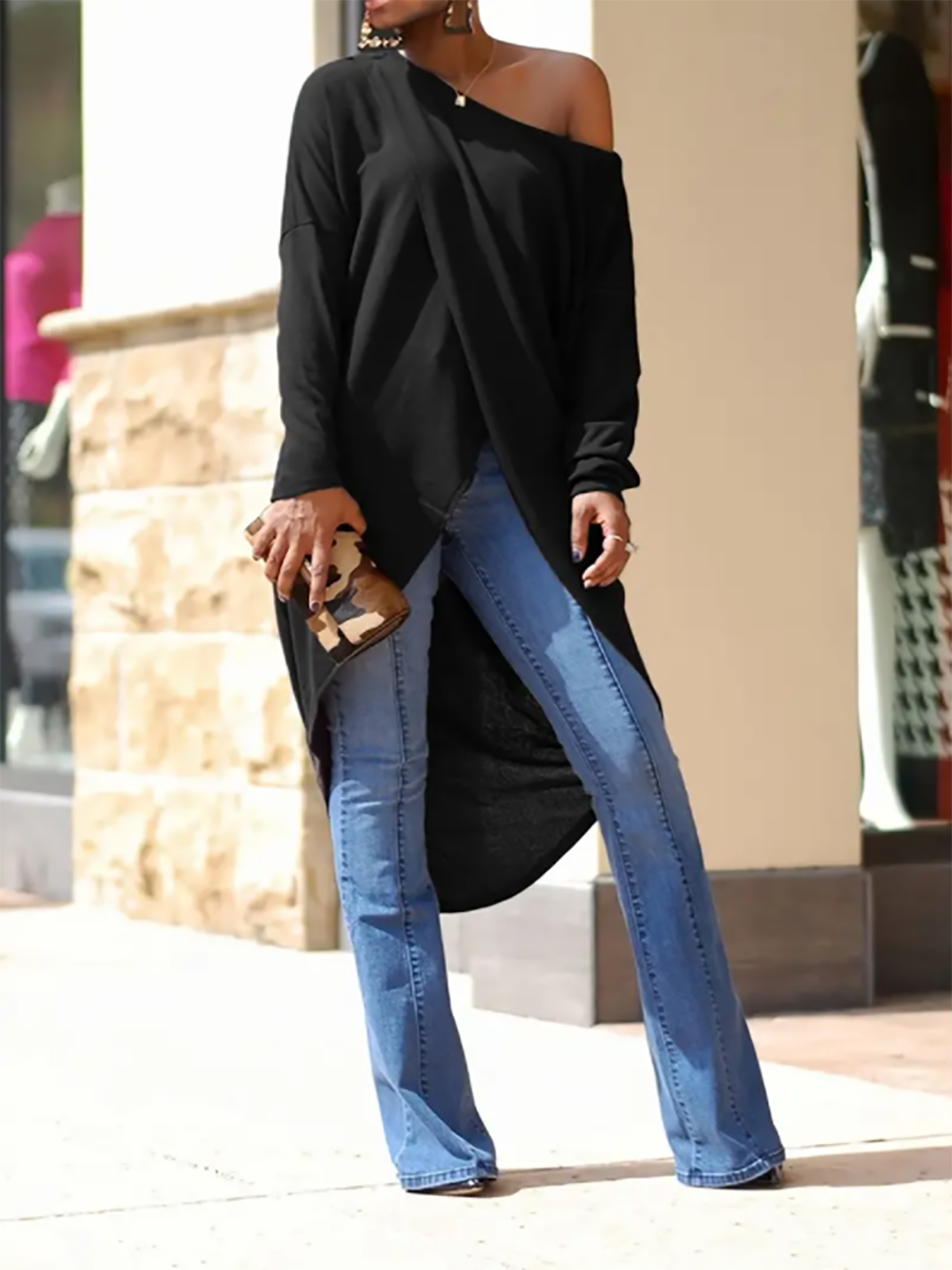 Veleaee Sexy Split Shoulderless Dress Top