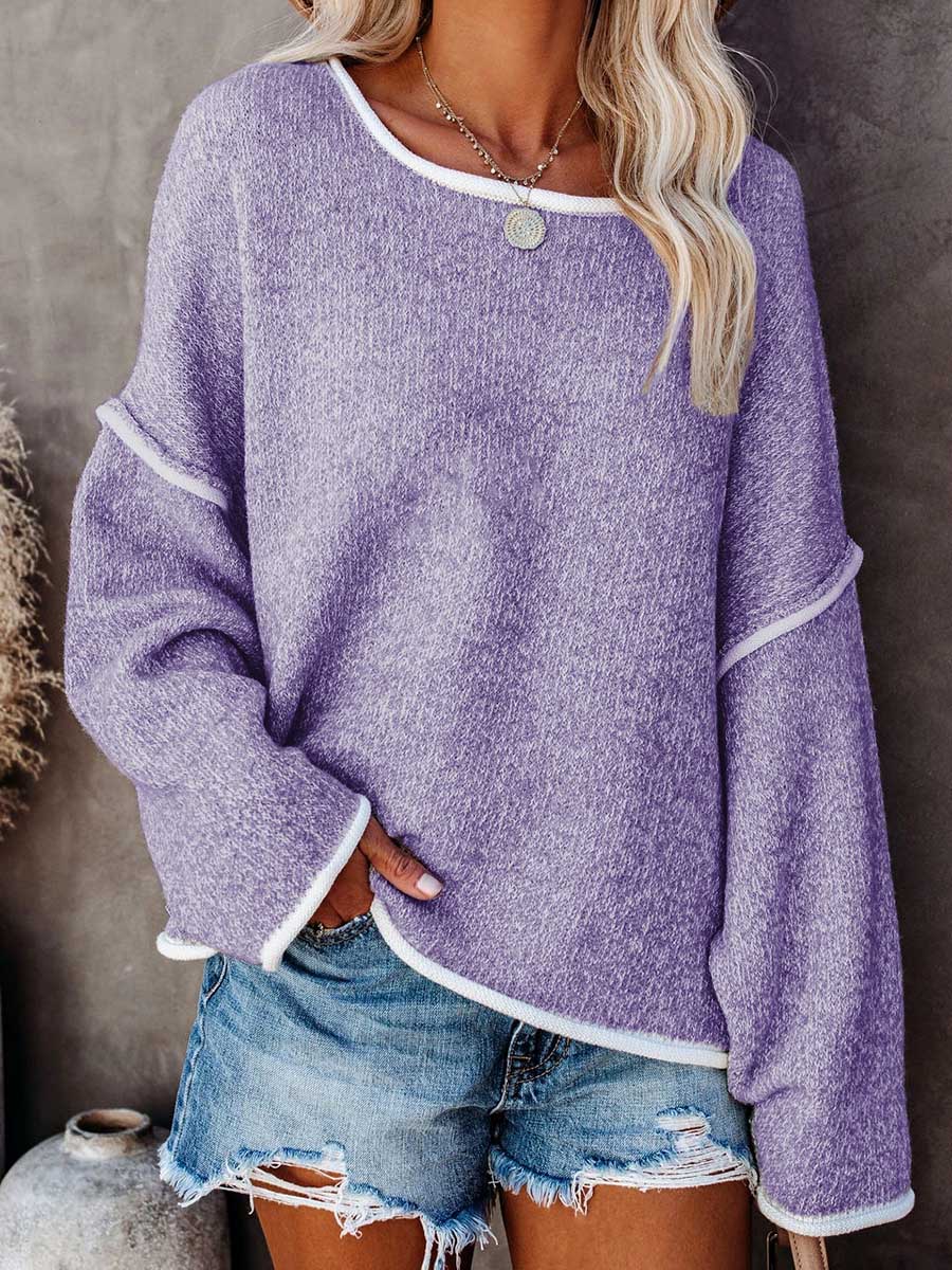 Veleaee Crew Neck Knit Loose Sweater