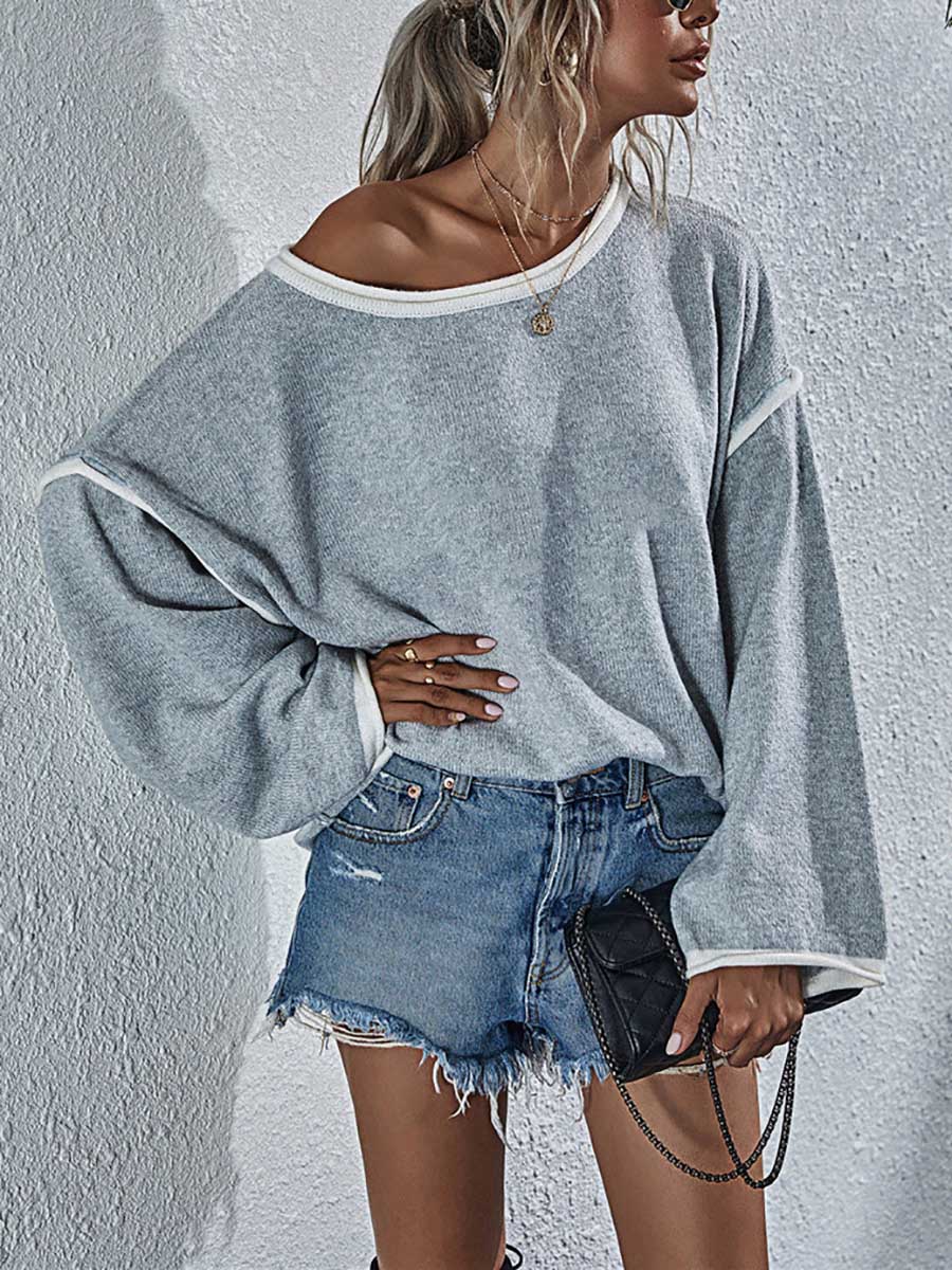 Veleaee Crew Neck Knit Loose Sweater