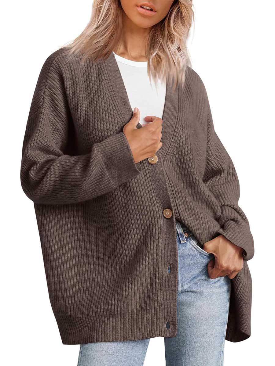Veleaee Cardigan V-neck Loose Knit Jacket