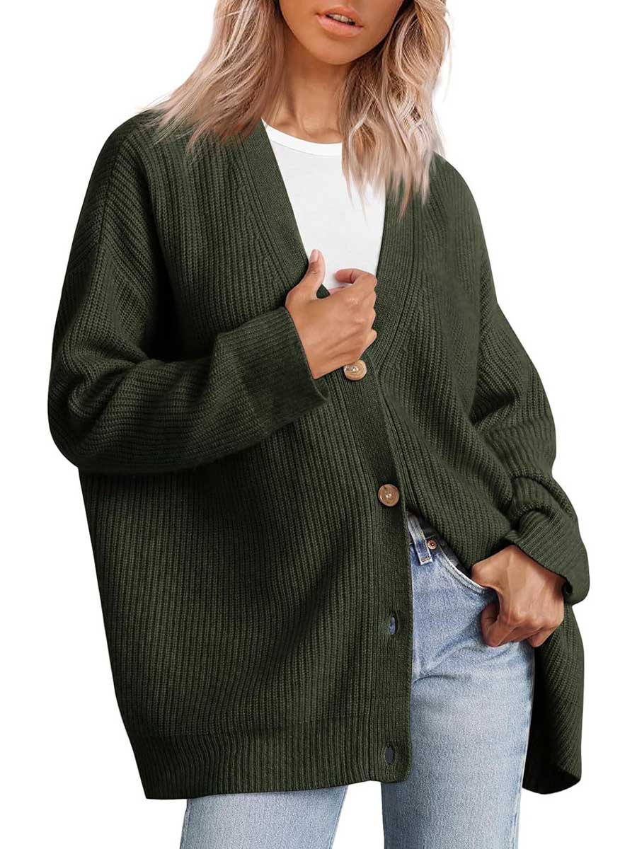 Veleaee Cardigan V-neck Loose Knit Jacket