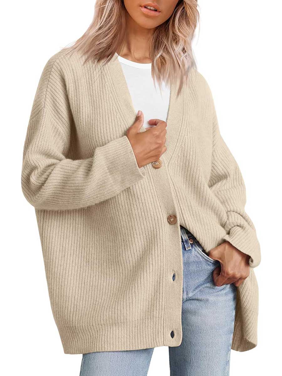 Veleaee Cardigan V-neck Loose Knit Jacket
