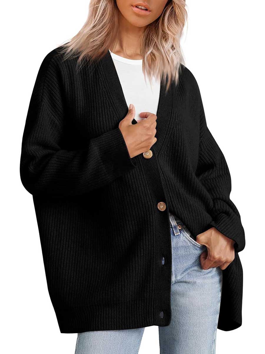 Veleaee Cardigan V-neck Loose Knit Jacket