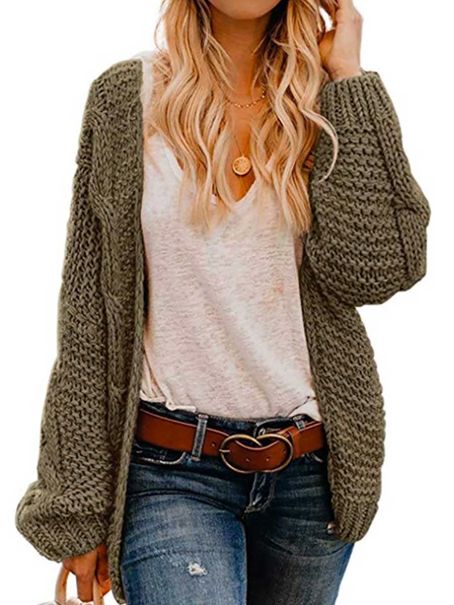 Veleaee Chunky Knit Twist Slouchy Knit Cardigan