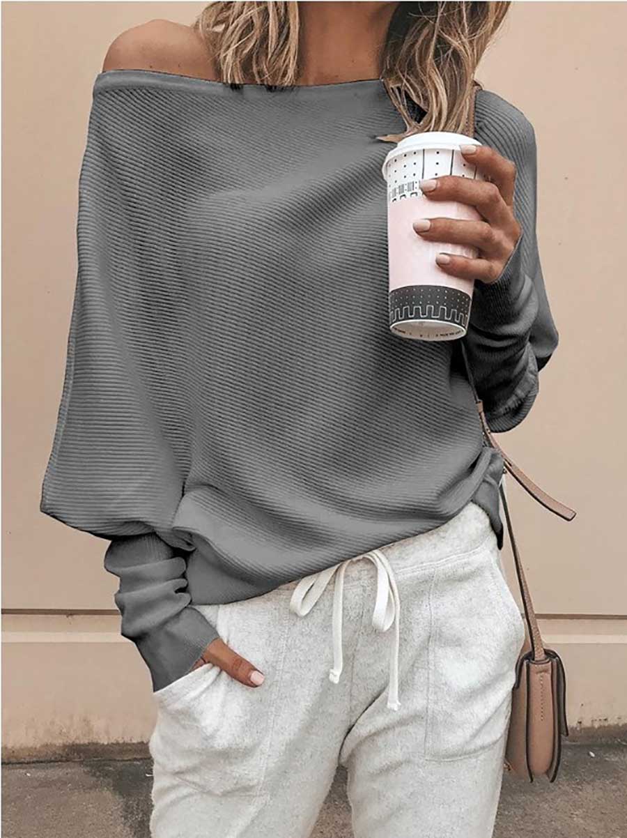 Veleaee Sexy Strapless Plunging Sleeve Sweater