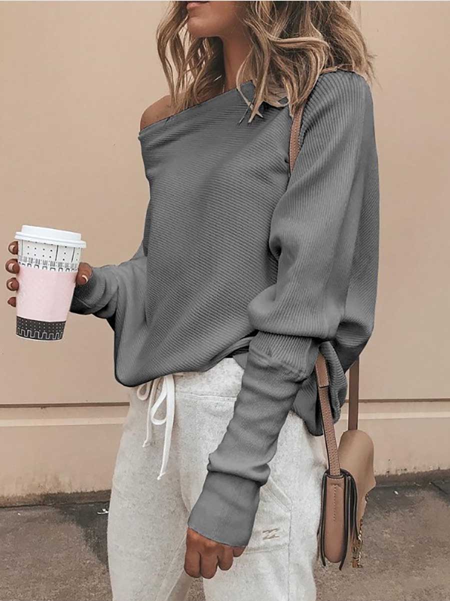 Veleaee Sexy Strapless Plunging Sleeve Sweater