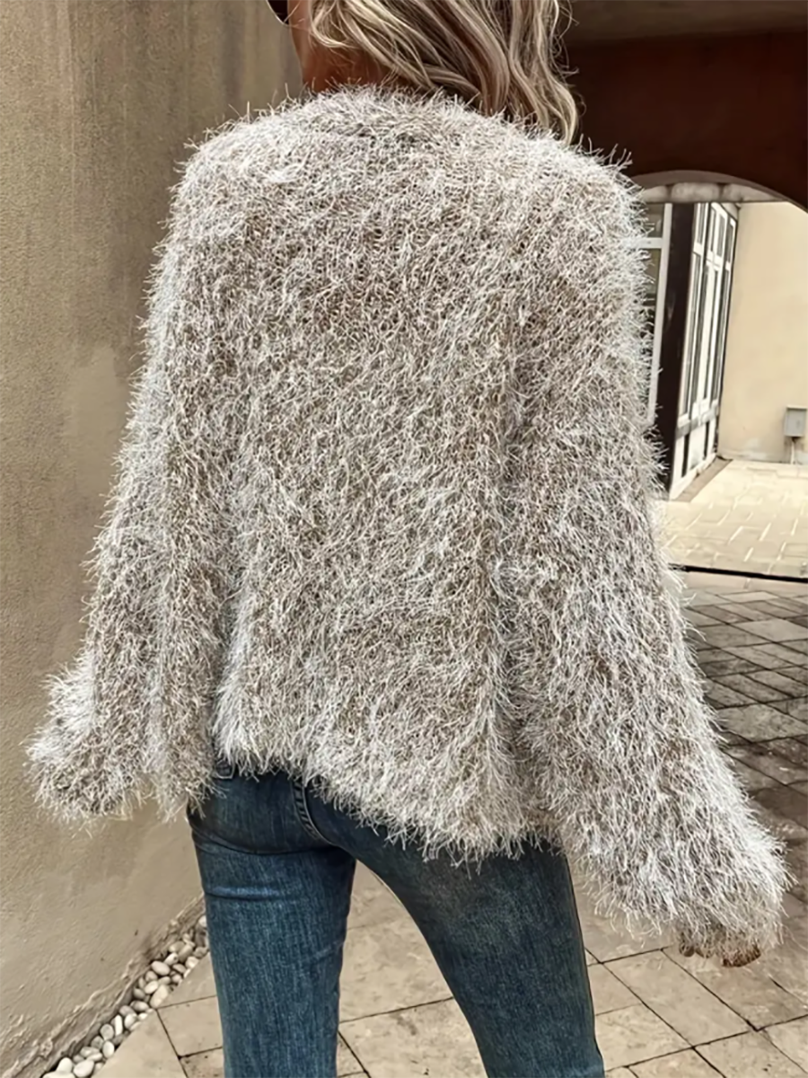 Veleaee Plush Top Solid Color Jacket