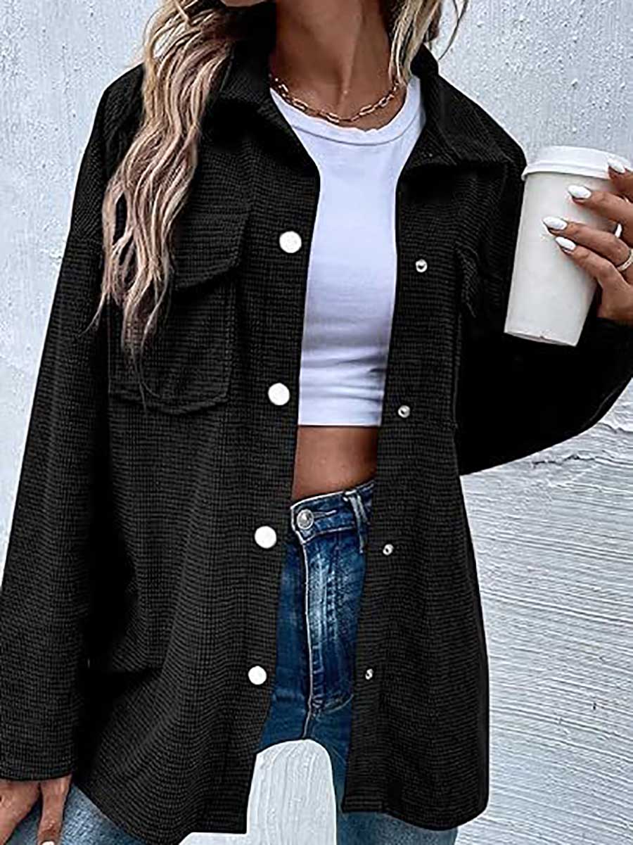 Veleaee Waffle Jacket Button Down Shirt