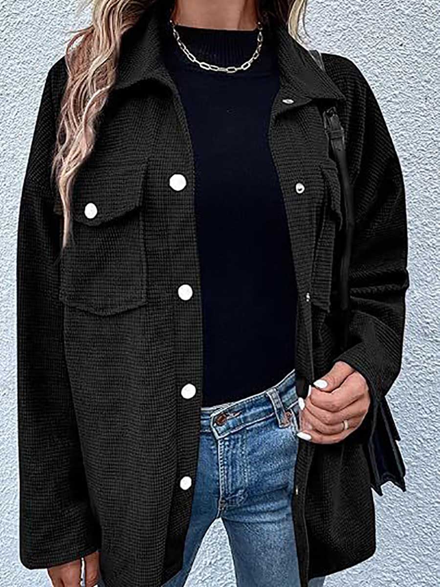 Veleaee Waffle Jacket Button Down Shirt