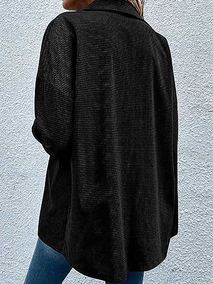 Veleaee Waffle Jacket Button Down Shirt