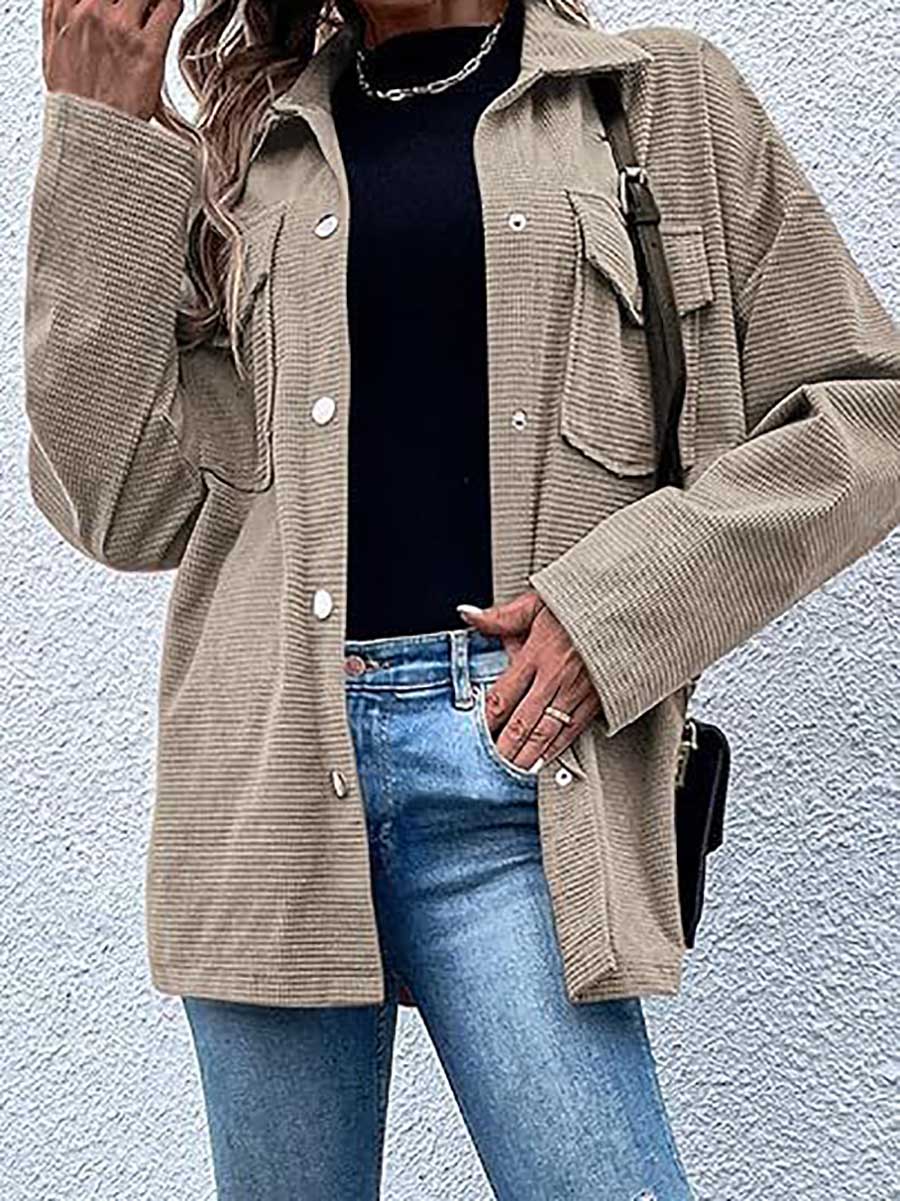 Veleaee Waffle Jacket Button Down Shirt