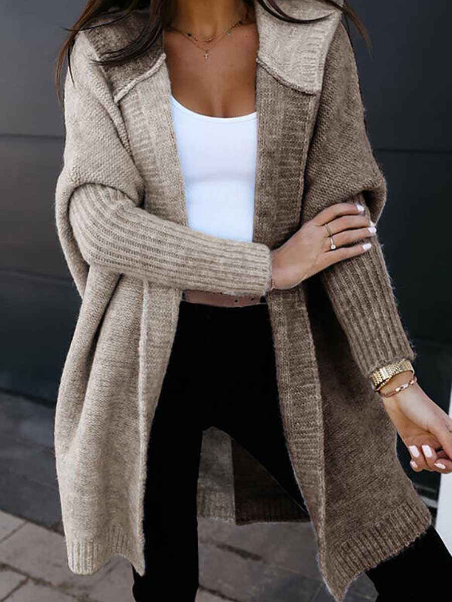 Veleaee Loose Colorblocked Hooded Sweater Coat