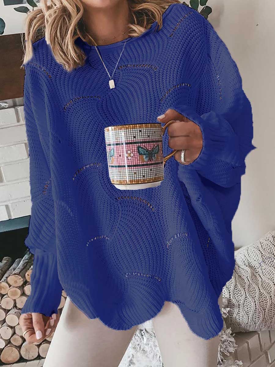 Veleaee Bat Sleeve Casual Loose Sweater Knit Sweater