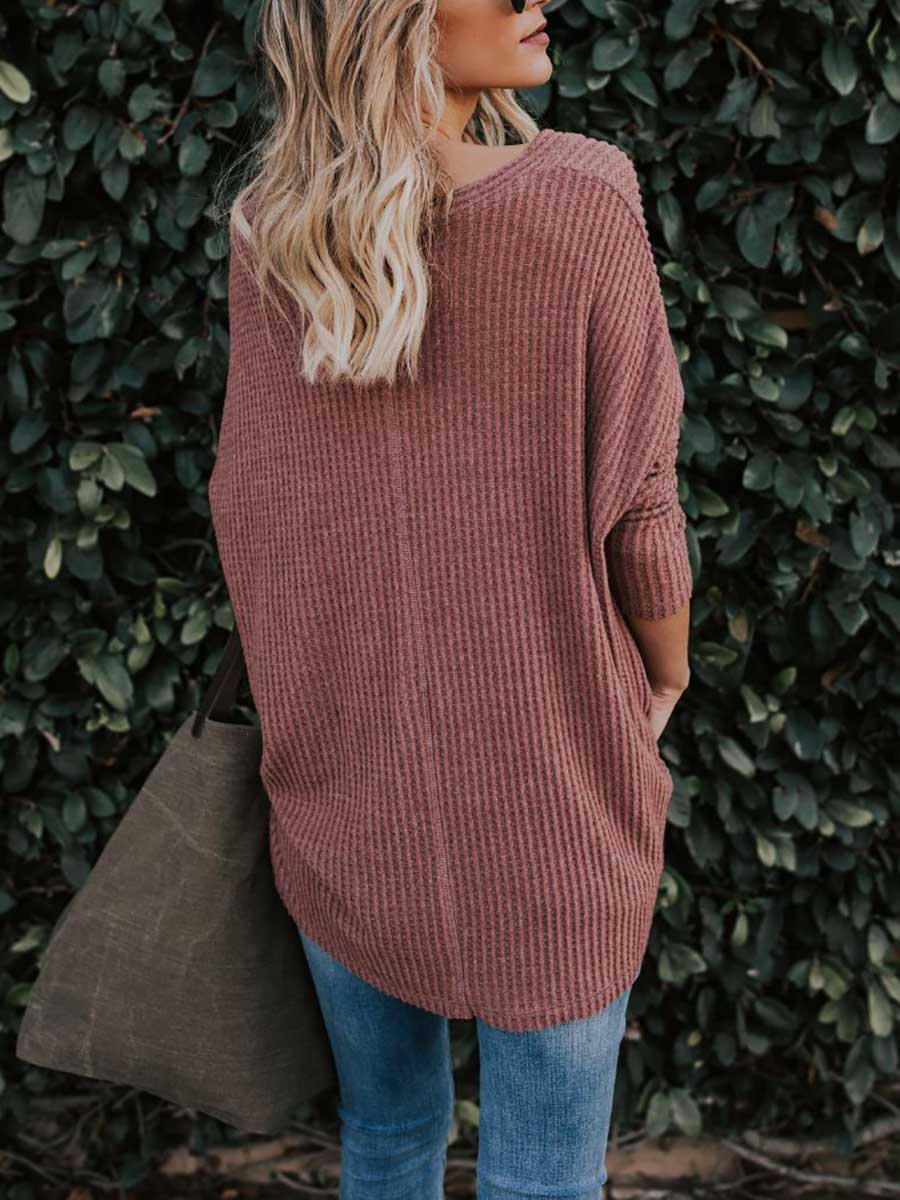 Veleaee Long Sleeve V-Neck Cardigan T-Shirt Bottom Shirt