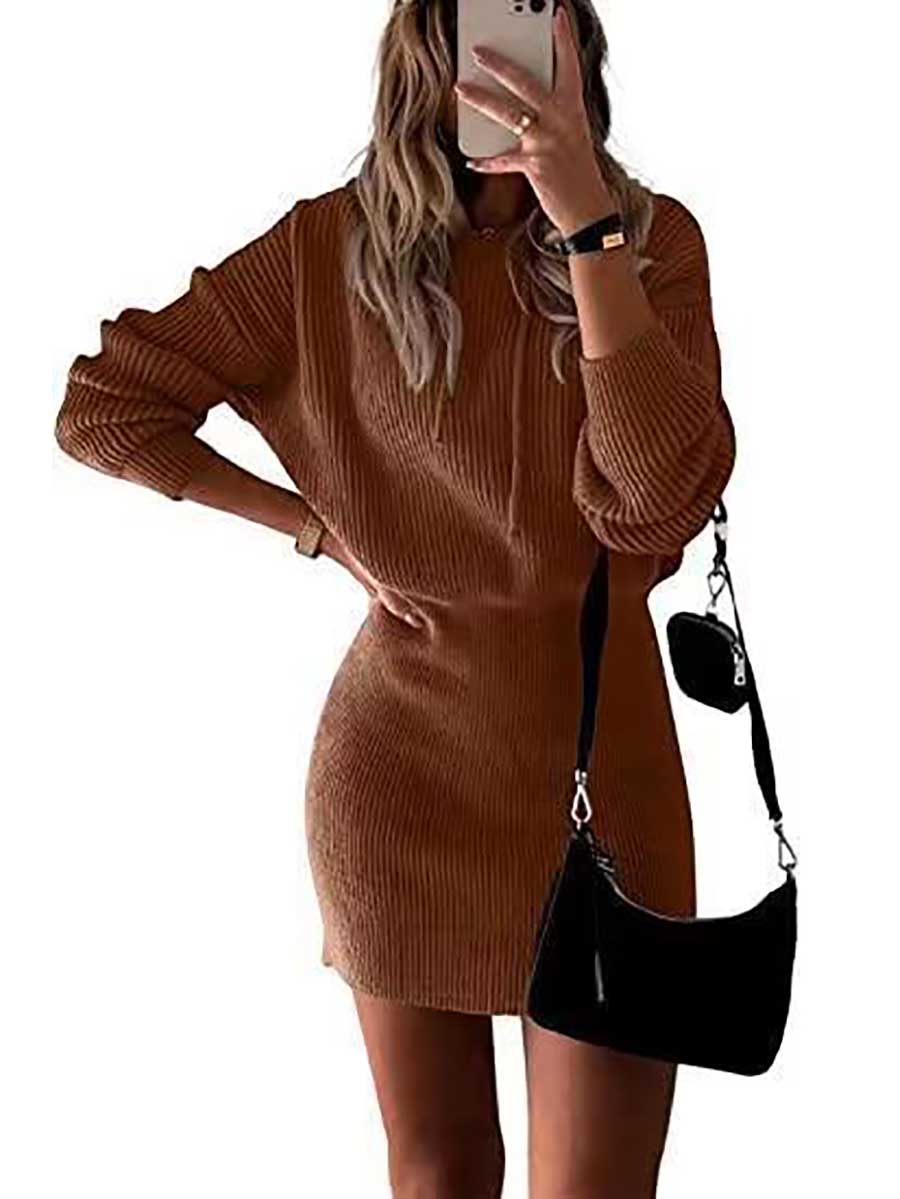 Veleaee Solid Color Hooded Waisted Knit Wrap Skirt