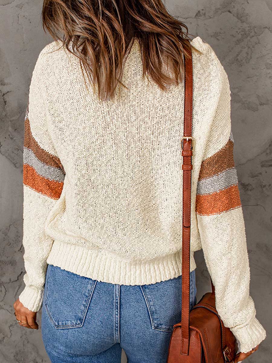 Veleaee Pullover Sweater Round Neck Long Sleeve Sweater