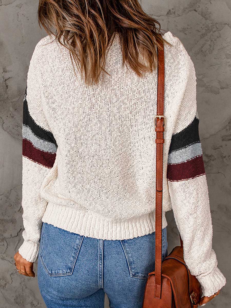 Veleaee Pullover Sweater Round Neck Long Sleeve Sweater