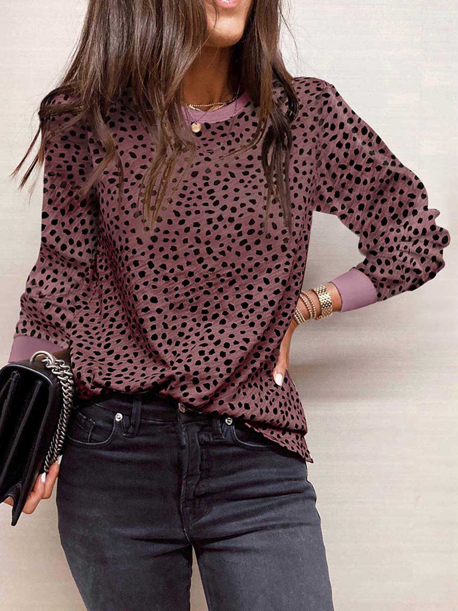 Veleaee Thin Printed Long Sleeve Loose Sweatshirt