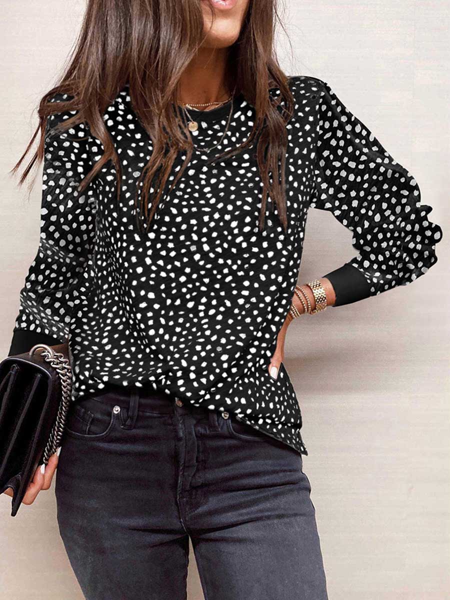 Veleaee Thin Printed Long Sleeve Loose Sweatshirt