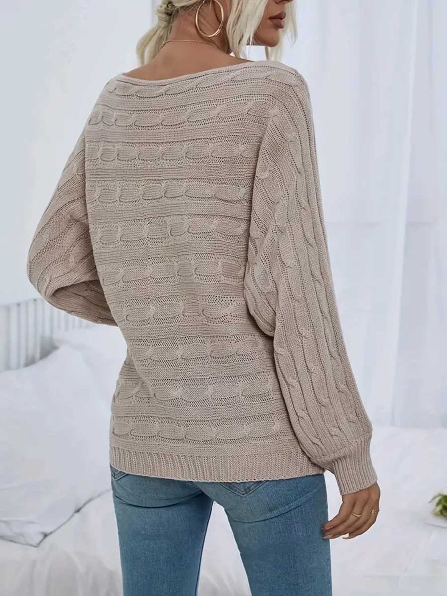 Veleaee Strapless Sweater Stranded Knit Loose Pullover