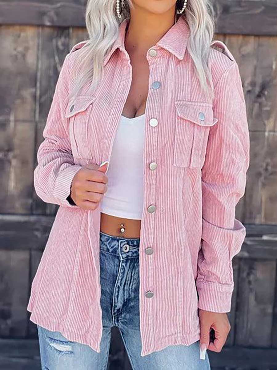 Veleaee Corduroy Button Shacket