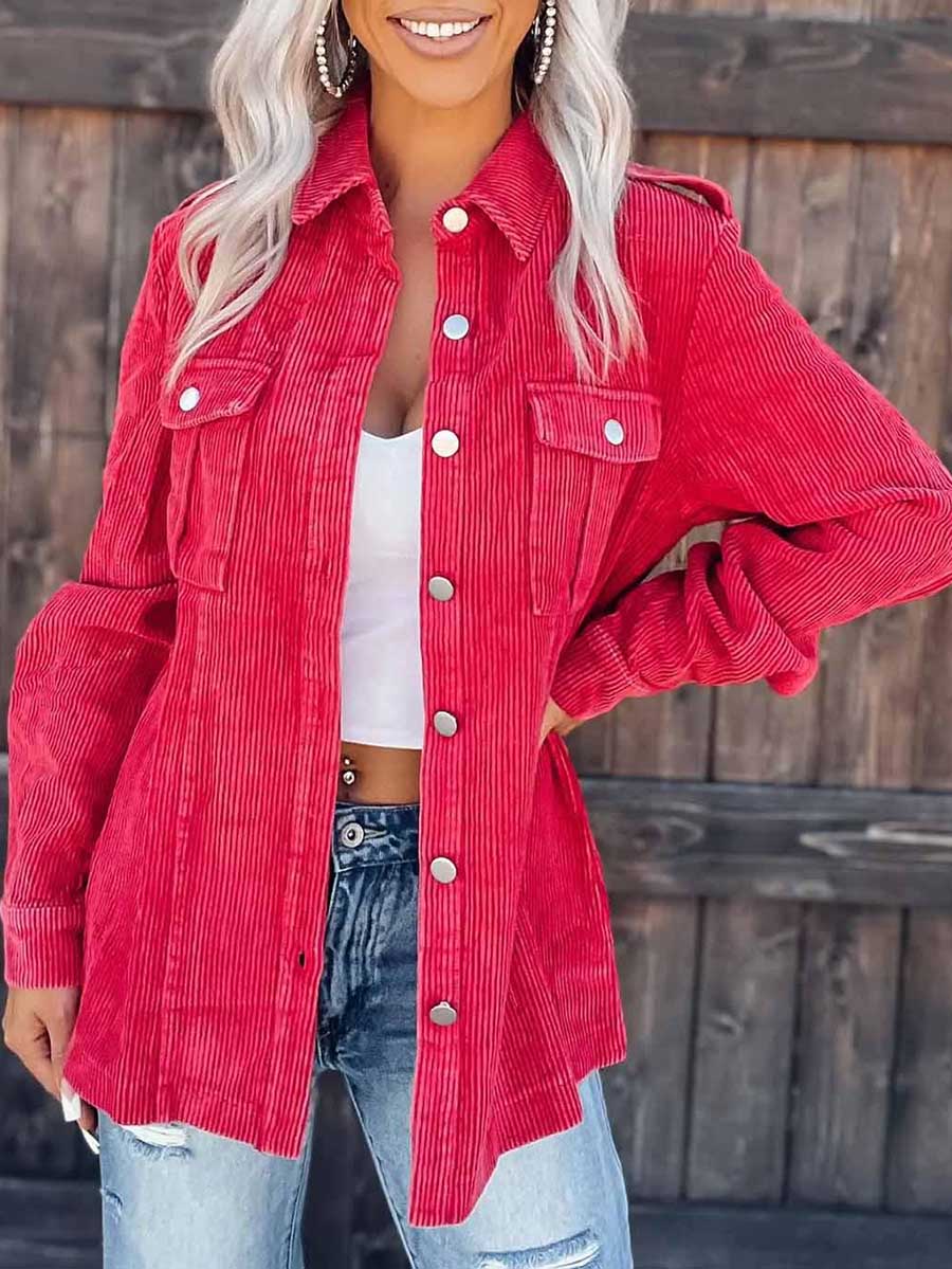 Veleaee Corduroy Button Shacket