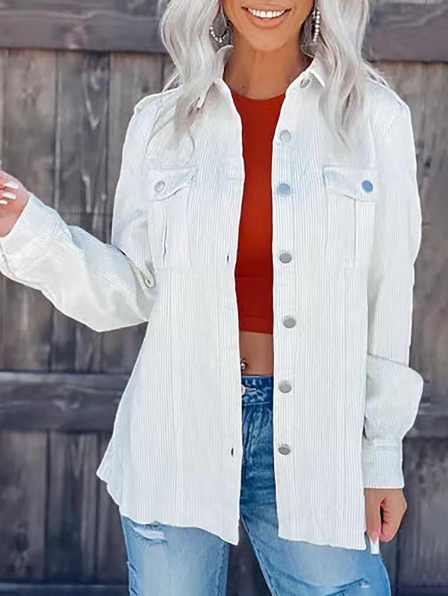 Veleaee Corduroy Button Shacket