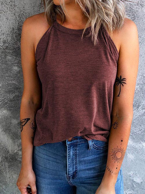 Veleaee Solid Crewneck Summer Cami Top(6 colors)