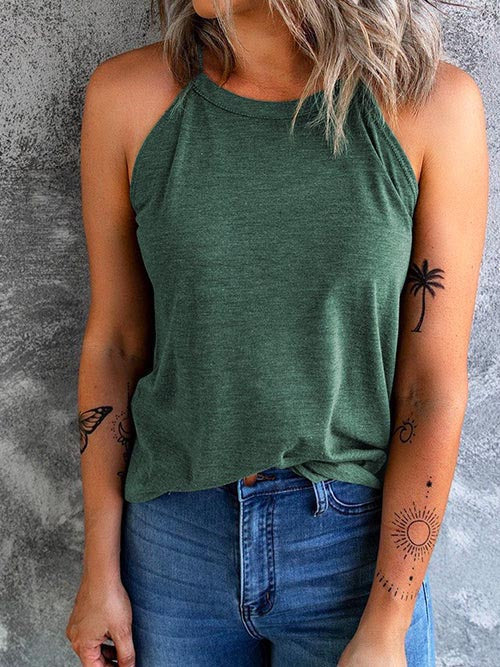 Veleaee Solid Crewneck Summer Cami Top(6 colors)