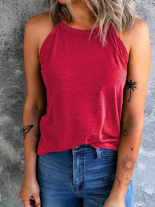 Veleaee Solid Crewneck Summer Cami Top(6 colors)