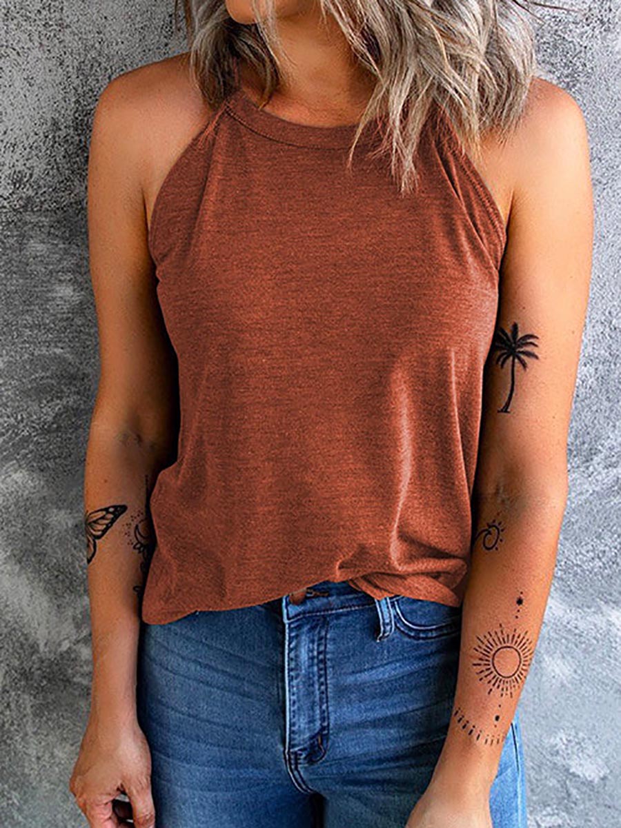 Veleaee Solid Crewneck Summer Cami Top(6 colors)