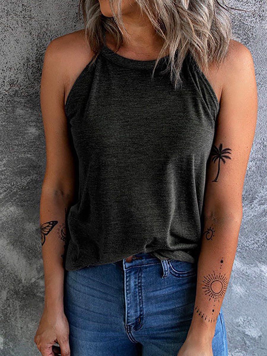 Veleaee Solid Crewneck Summer Cami Top(6 colors)