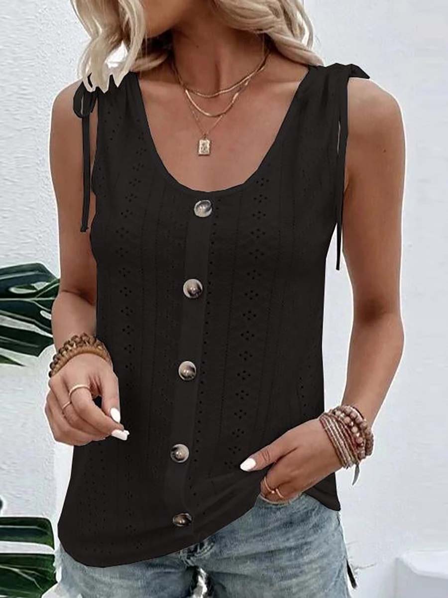 Veleaee Solid Scoop Neck Tank