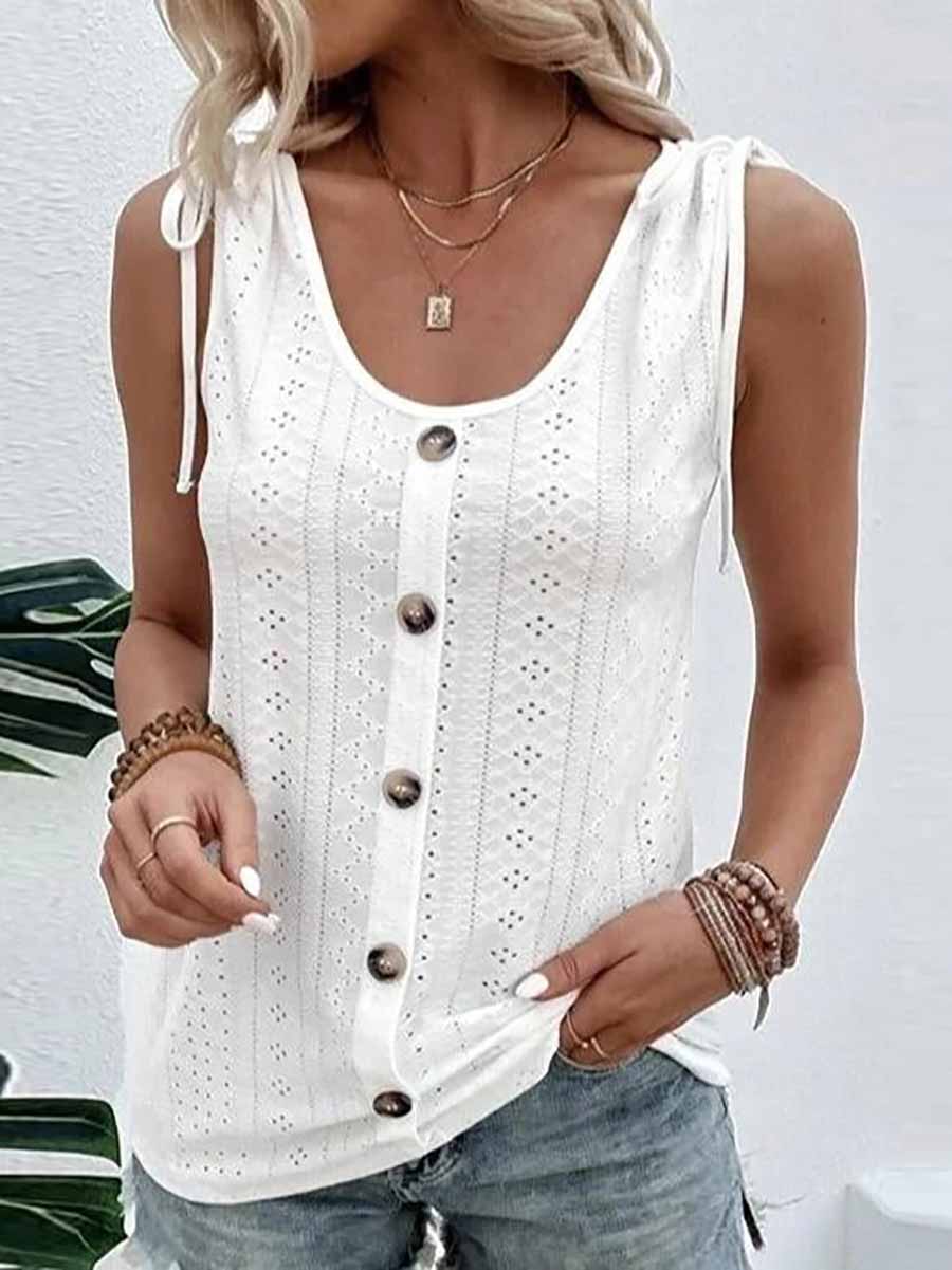 Veleaee Solid Scoop Neck Tank