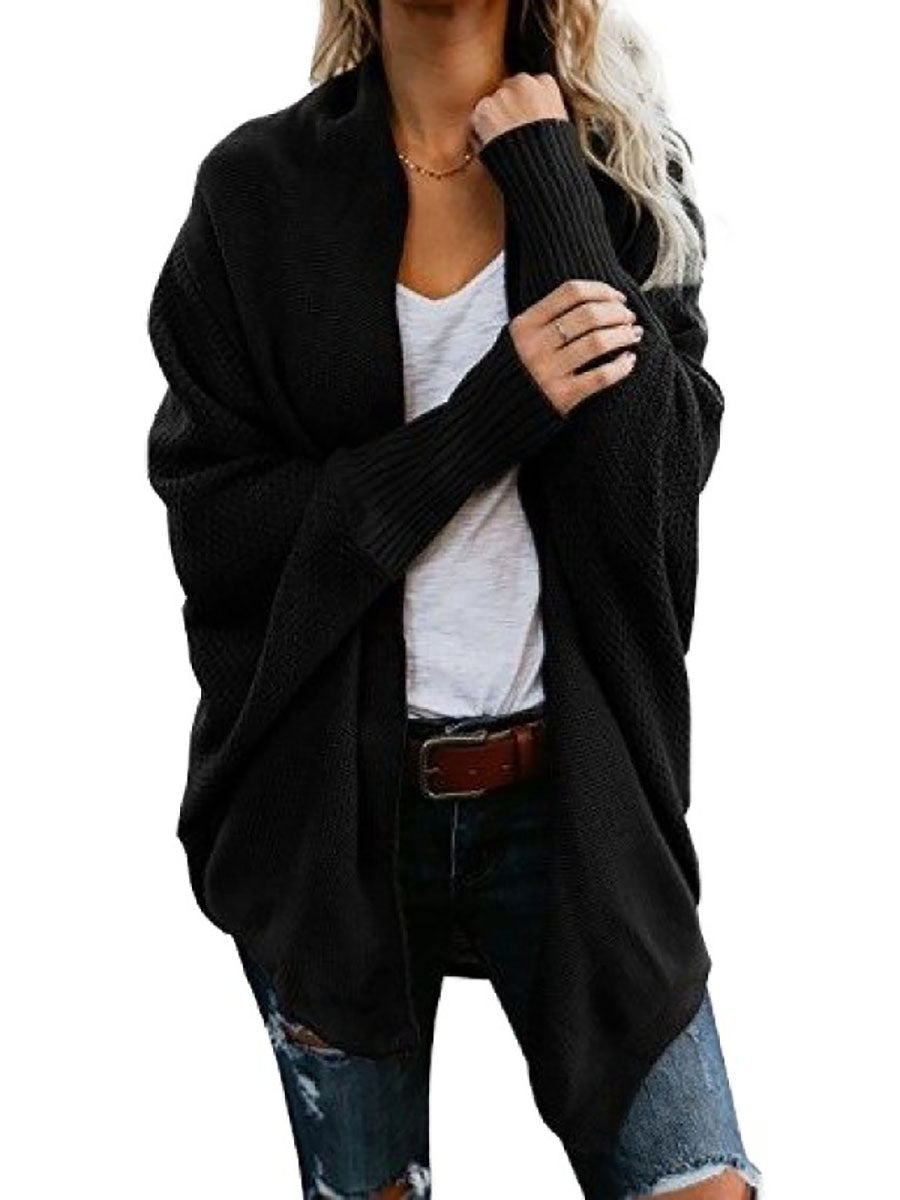 Veleaee Bat sleeve plus size long knitted cardigan sweater（13 colors）