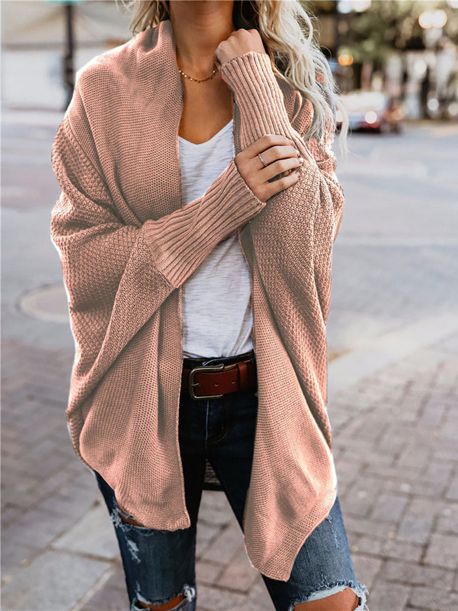 Veleaee Bat sleeve plus size long knitted cardigan sweater（13 colors）