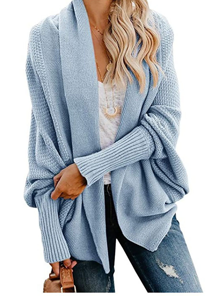 Veleaee Bat sleeve plus size long knitted cardigan sweater（13 colors）