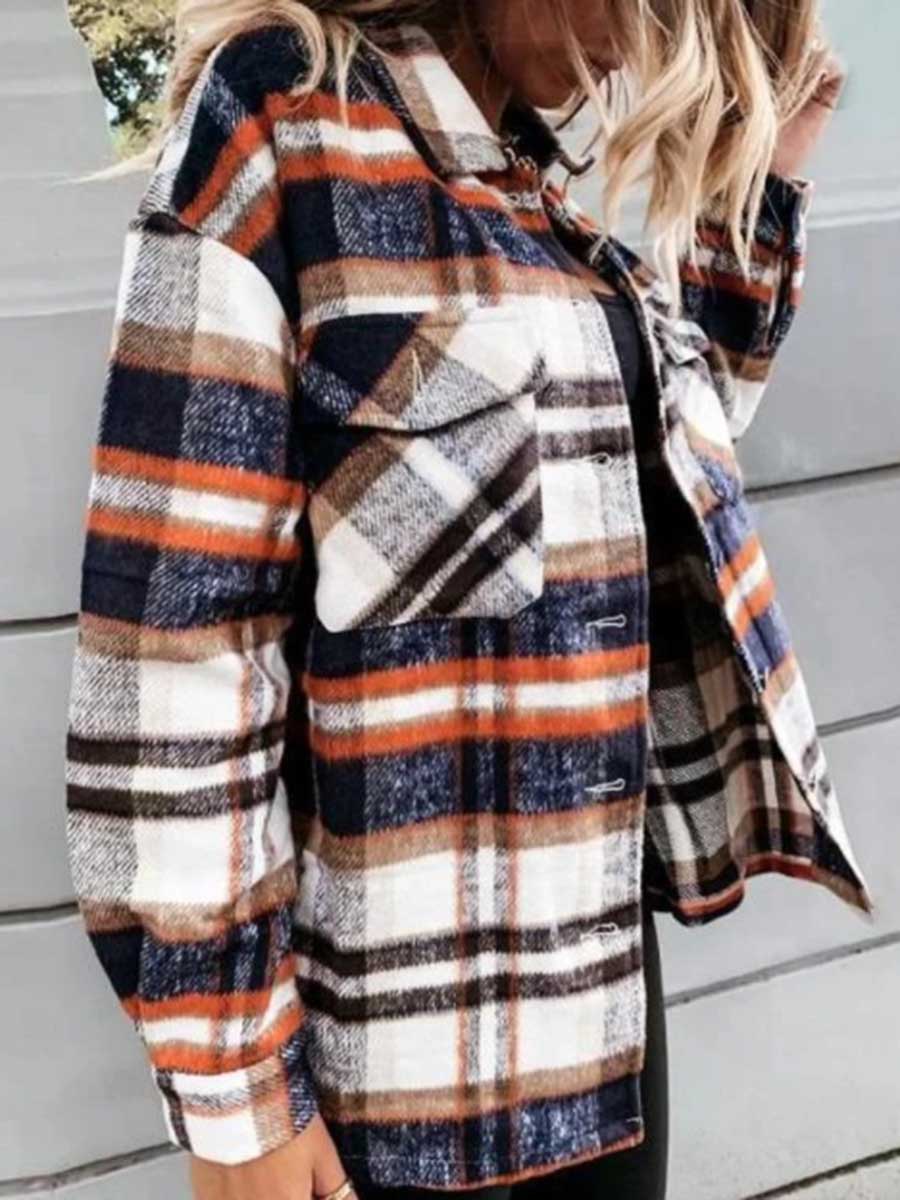Veleaee  Pumpkin Patches Plaid Jacket(warm)
