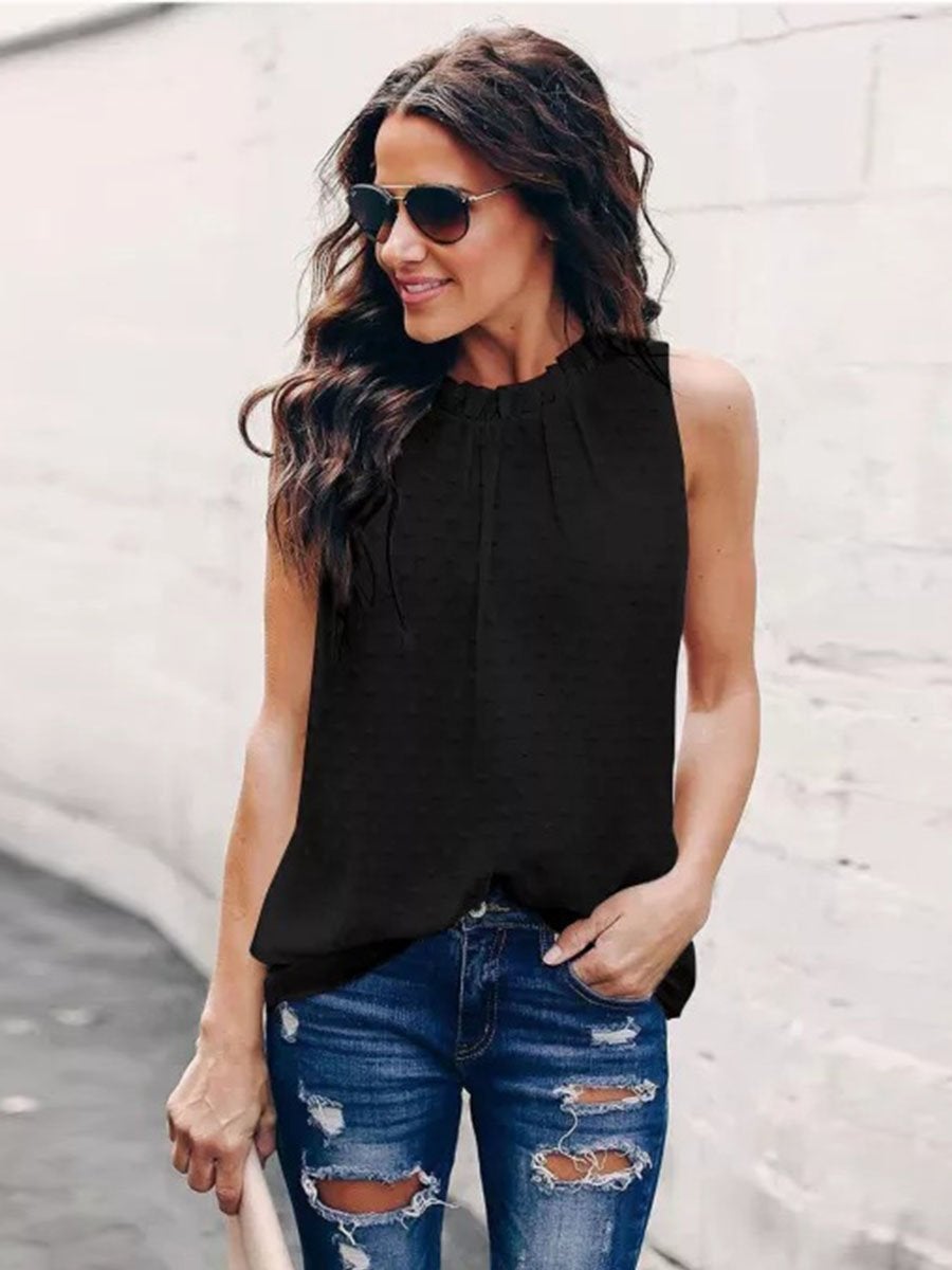 Veleaee  Polka Dot Sleeveless Vest