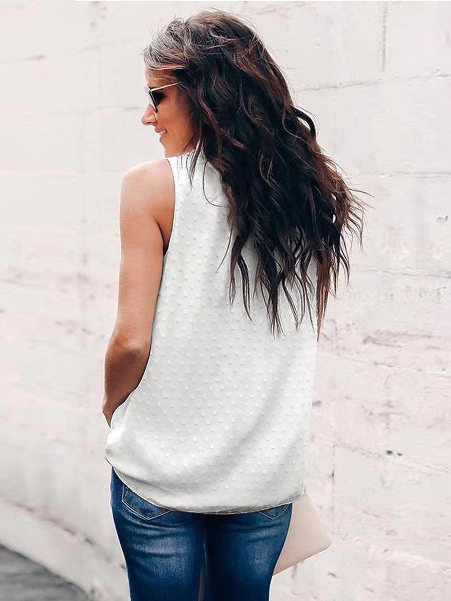 Veleaee  Polka Dot Sleeveless Vest