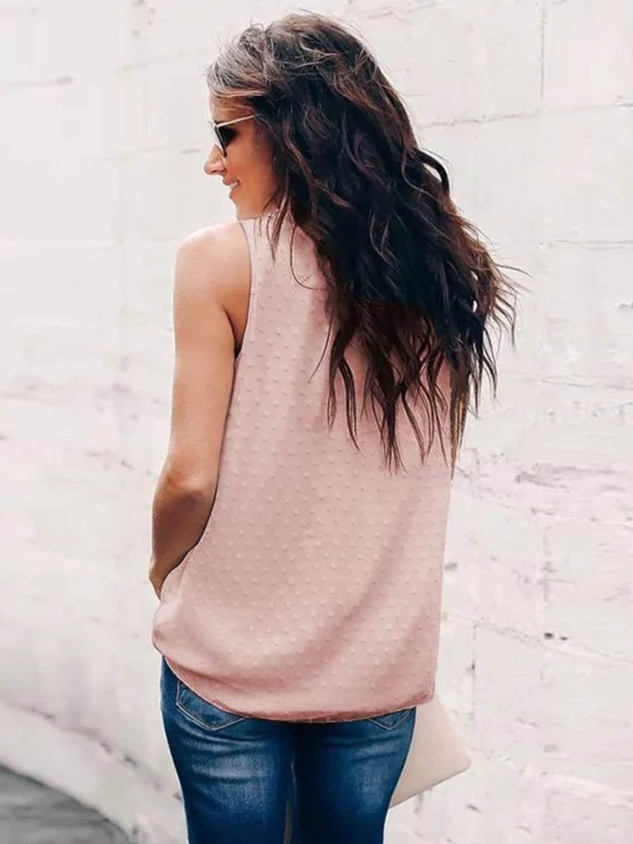 Veleaee  Polka Dot Sleeveless Vest