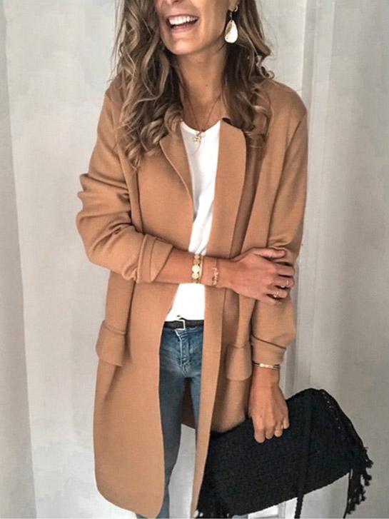 Veleaee Long Sleeve Casual Blazer Coat